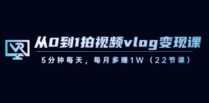 从0到1拍视频vlog变现课，5分钟每天，每月多赚1W（22节课）-苏舒创业网