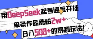用DeepSeek起号速度开挂，单条作品涨粉2w+，日入5张+的暴利玩法-苏舒创业网