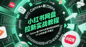 小红书网盘拉新实战教程，Canva+影刀RPA实现内容全自动化，1个小时生成7天笔记-苏舒创业网