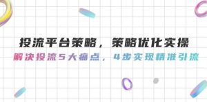 投流平台策略，策略优化实操，解决投流5大痛点，4步实现精准引流-苏舒创业网