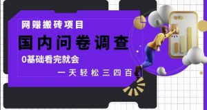 网创搬砖项目，国内问卷调查，0基础看完就会 一天轻松三四张，靠谱副业干就完了【揭秘】-苏舒创业网