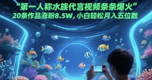 第一人称水族代言视频条条爆火，20条作品涨粉8.5W，小白轻松月入五位数-苏舒创业网