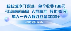 私域冷门赛道单个收费198米引流模板简单人群精准 45%的转化率单人一天大概收益多张-苏舒创业网