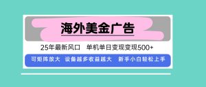 最新海外广告美金，全自动挂机，单机单日500+，可矩阵放大，新手小白轻...-苏舒创业网