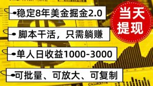 稳定8年美金掘金2.0脚本干活，只需躺赚。单人日收益1000-3000可批量、...-苏舒创业网