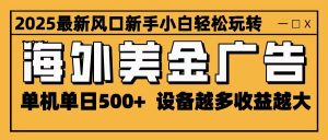 2025最新风口 海外美金广告 单机单日500+ 可无限放大 设备越多收益越大 轻松上手-苏舒创业网