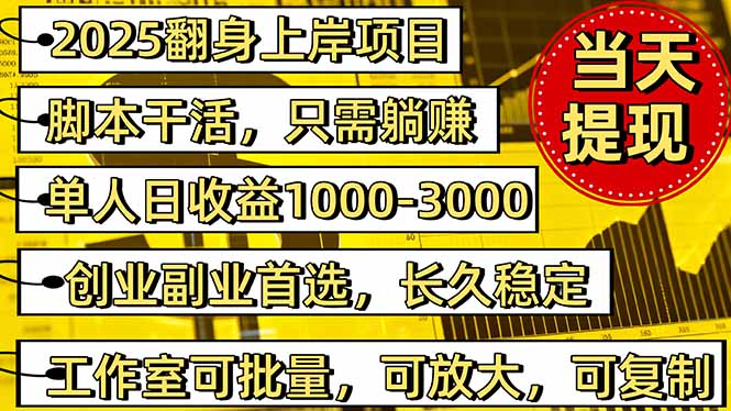 稳定八年美金掘金2.0脚本干活,只需躺赚。单人日收益1000-3000可批量、…-苏舒创业网