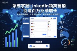 系统掌握LinkedIn领英营销，创造百万业绩增长，从思维到获客，从沟通到成交，系统化提升外贸能力-苏舒创业网