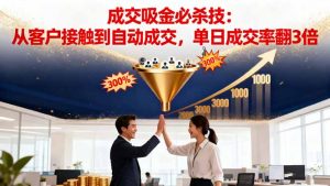 吸金成交营销必杀技：从客户接触到自动成交，单日成交率翻3倍-苏舒创业网