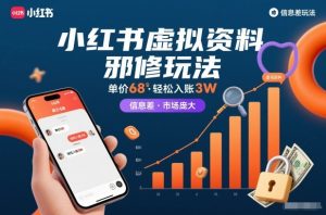 小红书虚拟资料邪修玩法，单价68，轻松入账3W，信息差玩法，市场庞大-苏舒创业网
