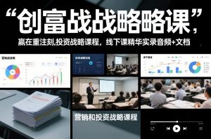 创富战略课，赢在重注时刻，营销和投资战略课程，线下课精华实录音频+文档-苏舒创业网