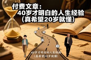 付费文章：40岁才明白的人生经验(真希望20岁就懂)-苏舒创业网