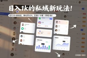 日入1k的私域新玩法：日引30+精准流，转化率50%，日销5-10笔(单笔3张)-苏舒创业网