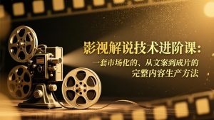 影视解说技术进阶课：一套市场化的、从文案到成片的完整内容生产方法-苏舒创业网