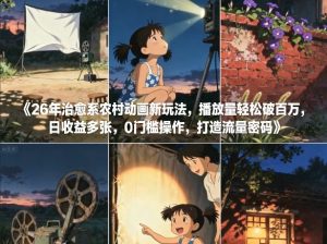 26年治愈系农村动画新玩法，播放量轻松破百万，日收益多张，0门槛操作，打造流量密码-苏舒创业网