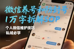 微信养号和防封号1万字拆解SOP,个人微信维护技巧,私域必学【文档】-苏舒创业网