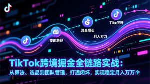 TikTok跨境掘金全链路实战：从算法、选品到团队管理，打通闭环，实现稳定月入万刀-苏舒创业网