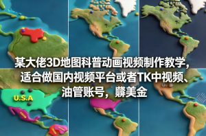 某大佬3D地图科普动画视频制作教学，适合做国内视频平台或者TK中视频、油管账号，賺美金-苏舒创业网
