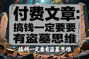 付费文章：搞钱一定要有盗墓思维-苏舒创业网