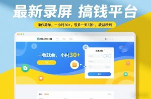 最新录屏搞钱平台，操作简单，一看就会，一小时30+，号多一天3张+，收益秒到【揭秘】-苏舒创业网