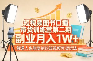 短视频图书口播带货训练营第二期,副业月入1W+,普通人也能复制的短视频带货玩法-苏舒创业网
