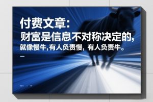 付费文章：财富是信息不对称决定的，就像慢牛，有人负责慢，有人负责牛-苏舒创业网