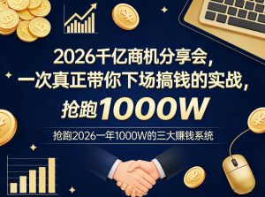 2026千亿商机分享会,一次真正带你下场搞钱的实战,抢跑2026一年1000W的三大賺钱系统-苏舒创业网