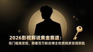 2026影视解说黄金赛道：低门槛高变现，跟着百万粉丝博主吃透独家变现钥匙-苏舒创业网