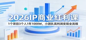 2026IP商业红利课:1个项目3个人1年1000W,小团队高利润变现全流程-苏舒创业网