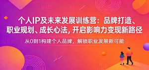 个人IP及未来发展训练营：品牌打造、职业规划、成长心法，开启影响力变现新路径-苏舒创业网