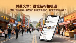 付费文章:县城结构性机遇:搭建“本地社群+朋友圈”私域变现模式,稳定获取副业收入-苏舒创业网