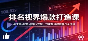 排名视界爆款打造课：AI文案+配音+剪辑+变现，TOP盘点视频制作全流程-苏舒创业网