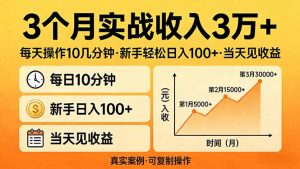 3个月实战收入3万+,每天操作10几分钟,新手轻松日入100+,当天见收益-苏舒创业网