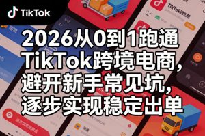 2026从0到1跑通TikTok跨境电商,避开新手常见坑,逐步实现稳定出单(更新0414)-苏舒创业网