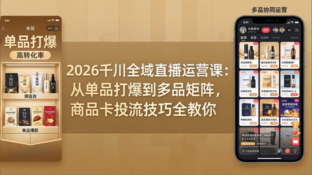 2026千川全域直播运营课:从单品打爆到多品矩阵,商品卡投流技巧全教你-苏舒创业网