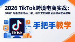 2026TikTok跨境电商实战-更新:从0到1跑通注册选品上架,出单发货回款全流程手把手教学-苏舒创业网