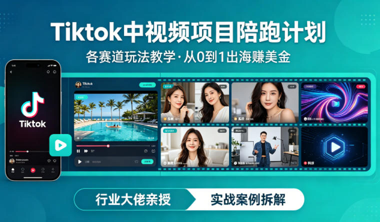 某大佬的Tiktok中视频项目陪跑,涵盖TK各个赛道玩法教学,从0到1出海賺美金-苏舒创业网