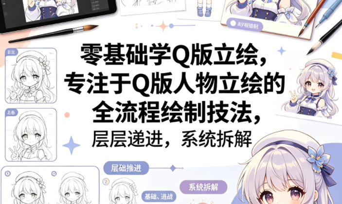 零基础学Q版立绘，专注于Q版人物立绘的全流程绘制技法，层层递进，系统拆解-苏舒创业网