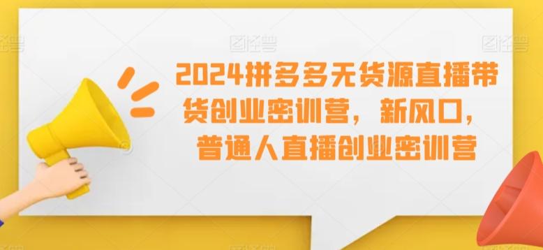 2024拼多多无货源直播带货创业密训营，新风口，普通人直播创业密训营-苏舒创业网