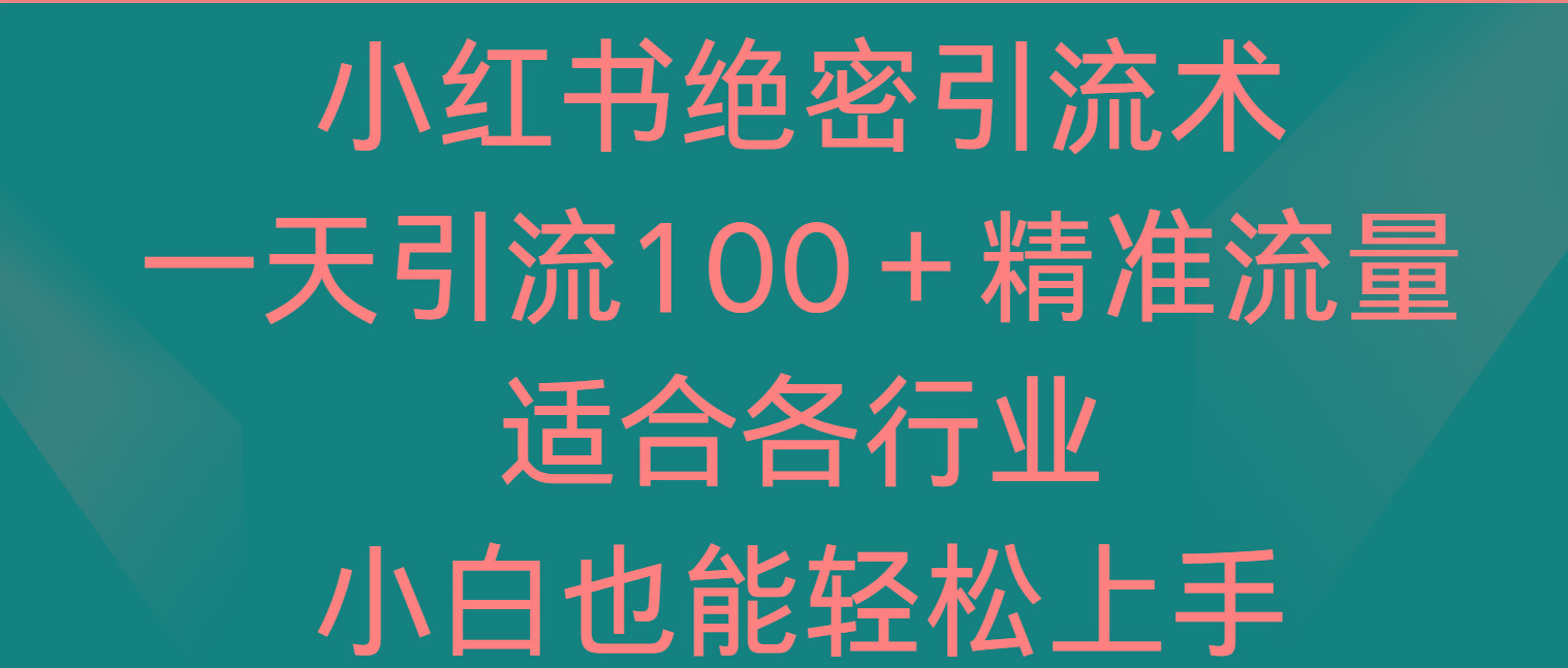 小红书绝密引流术，一天引流100＋精准流量，适合各个行业，小白也能轻松上手-苏舒创业网