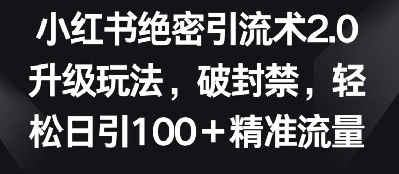 小红书绝密引流术2.0升级玩法，破封禁，轻松日引100+精准流量【揭秘】-苏舒创业网