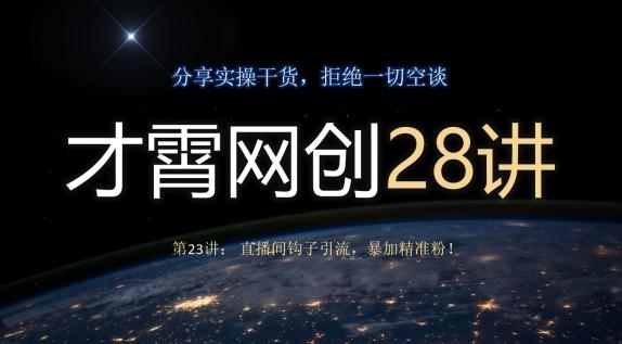 才霄网创28讲第23讲:直播间钩子引流,暴加精准粉!-苏舒创业网