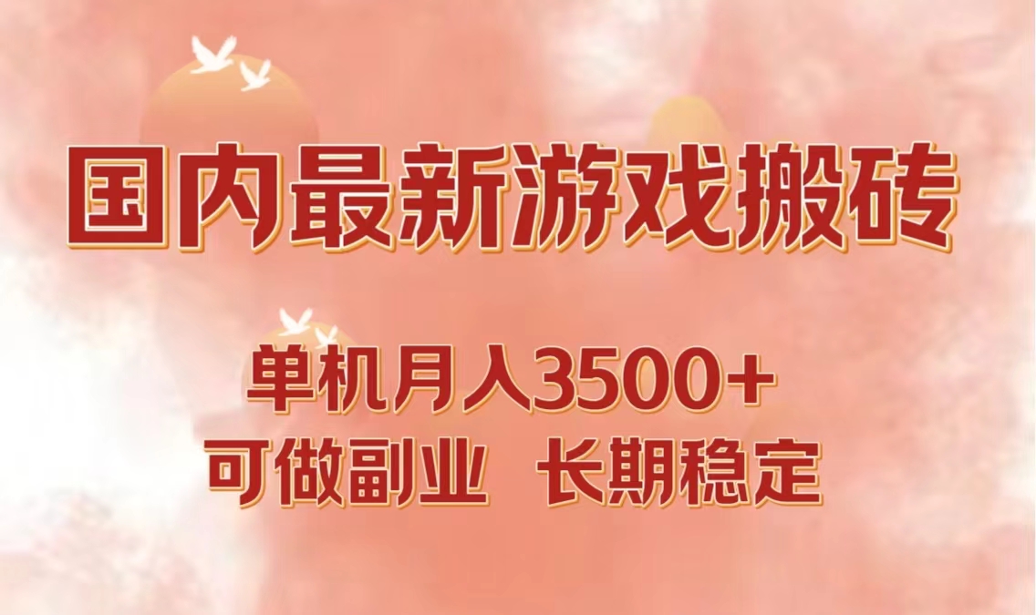 国内最新游戏打金搬砖，单机月入3500+可做副业 长期稳定-苏舒创业网