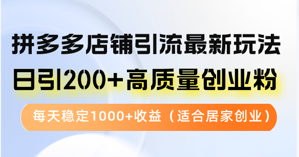 拼多多店铺引流最新玩法，日引200+高质量创业粉，每天稳定1000+收益(...-苏舒创业网