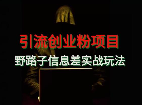 【引流创业粉】野路子信息差玩法实战教学-苏舒创业网
