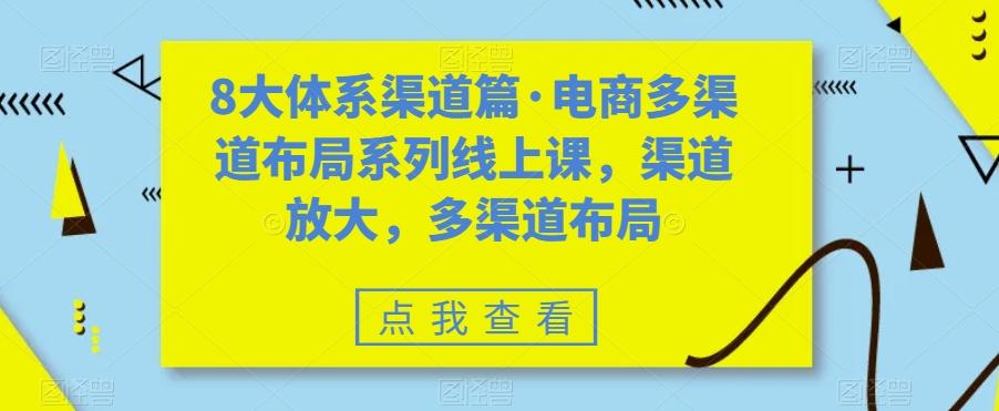 8大体系渠道篇·电商多渠道布局系列线上课,渠道放大,多渠道布局-苏舒创业网