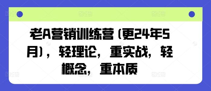 老A营销训练营(更24年6月),轻理论,重实战,轻概念,重本质-苏舒创业网