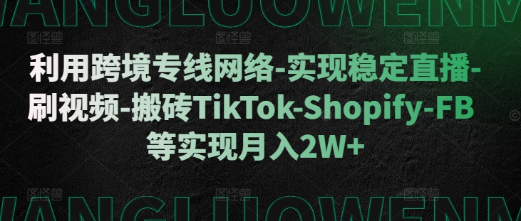 利用跨境专线网络-实现稳定直播-刷视频-搬砖TikTok-Shopify-FB等实现月入2W+【揭秘】-苏舒创业网