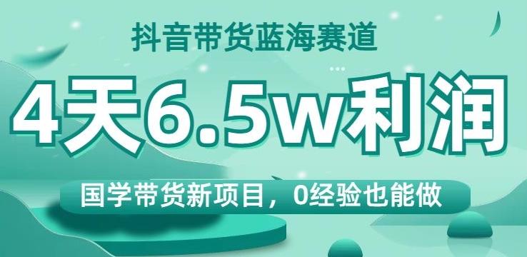 抖音带货蓝海赛道，国学带货新项目，0经验也能做，4天6.5w利润【揭秘】-苏舒创业网